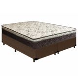Cama Box Queen Bipartido Suede + Colchão Elegance Ortopédico Espuma D33 Extra Firme 158x198x63 Marrom