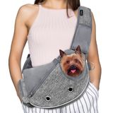 Dog Sling Carrier Petami Para Cães E Gatos Pequenos, Cinza