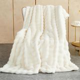 Cobertor Shanna Soft Warm Faux Rabbit Four 1000g/m² Branco 160x