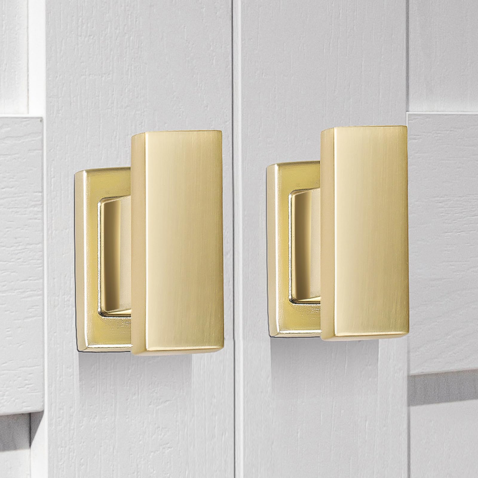 Veículo De Maçanetas De Gabinete Quadradas Em Latão Escovado Dourado, Pacote Com 10