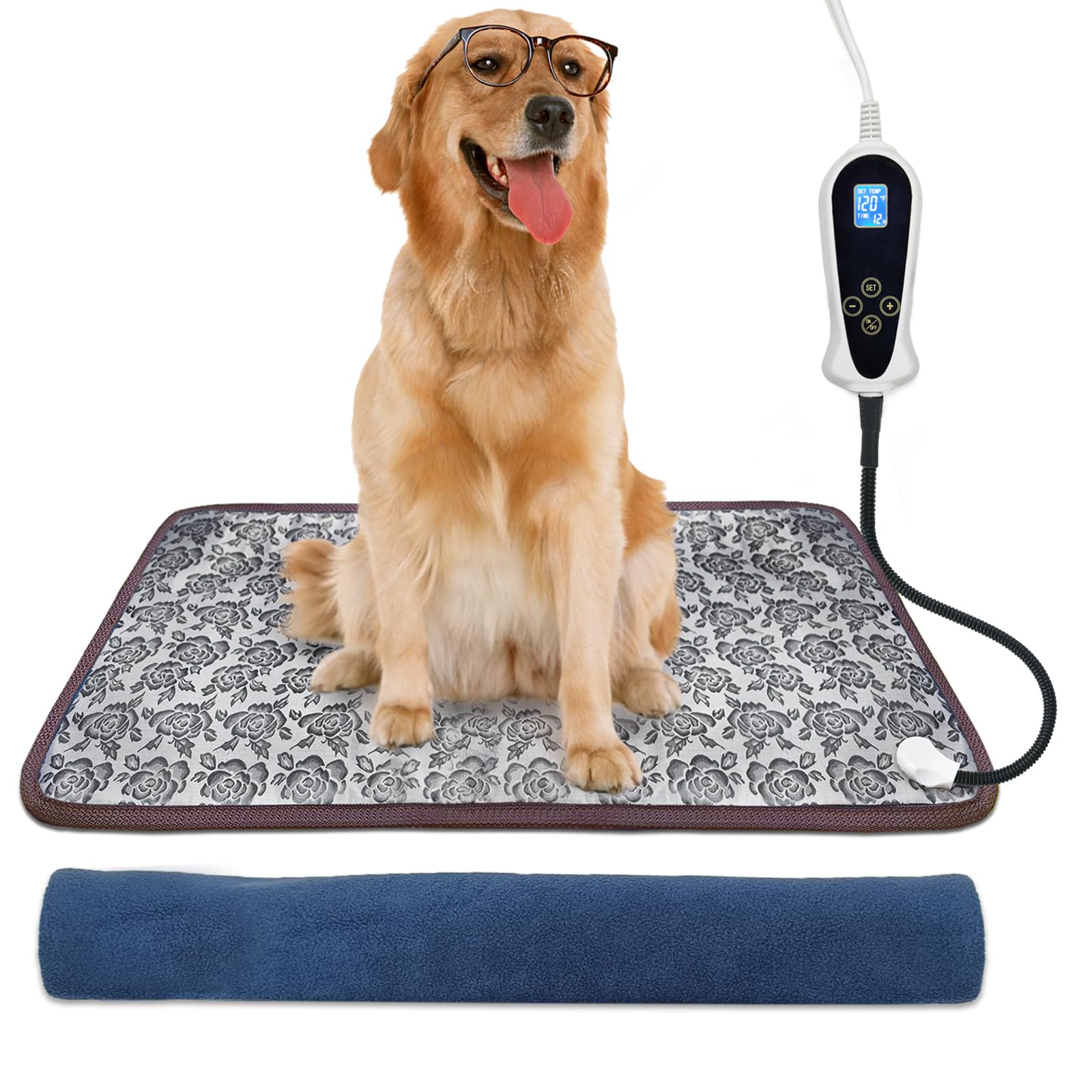 Cama Aquecida Para Cães Rc Sll Rose 48x72cm Impermeável Para Cães E Gatos