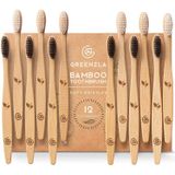 Conjunto De Escovas De Dentes Greenzla Bamboo Para Adultos Com Estojo E Fio Dental, Pacote Com 12