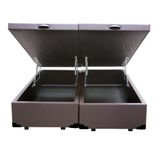 Cama Box Baú Casal Bipartido King Design Sintético Marrom 138x188x41
