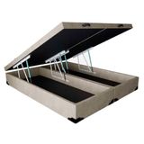 Cama Box Baú Blindado Casal Bipartido King Design Suede Bege 138x188x41