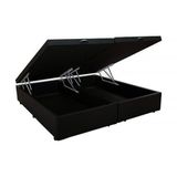 Cama Box Baú Queen Bipartido King Design Suede Preto 158x198x41