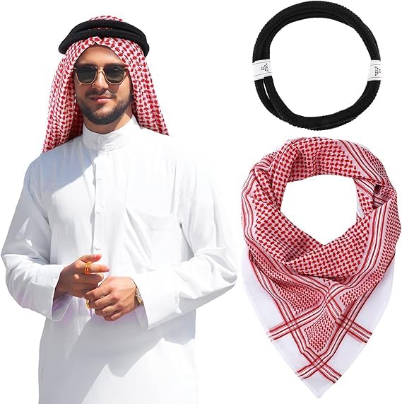 Lenço De Cabeça Xgopts Arab Keffiyeh Muslim Head Wrap Para Homens