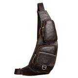 Mochila Sling Bag Hebetag De Couro Para Homens E Mulheres, Café