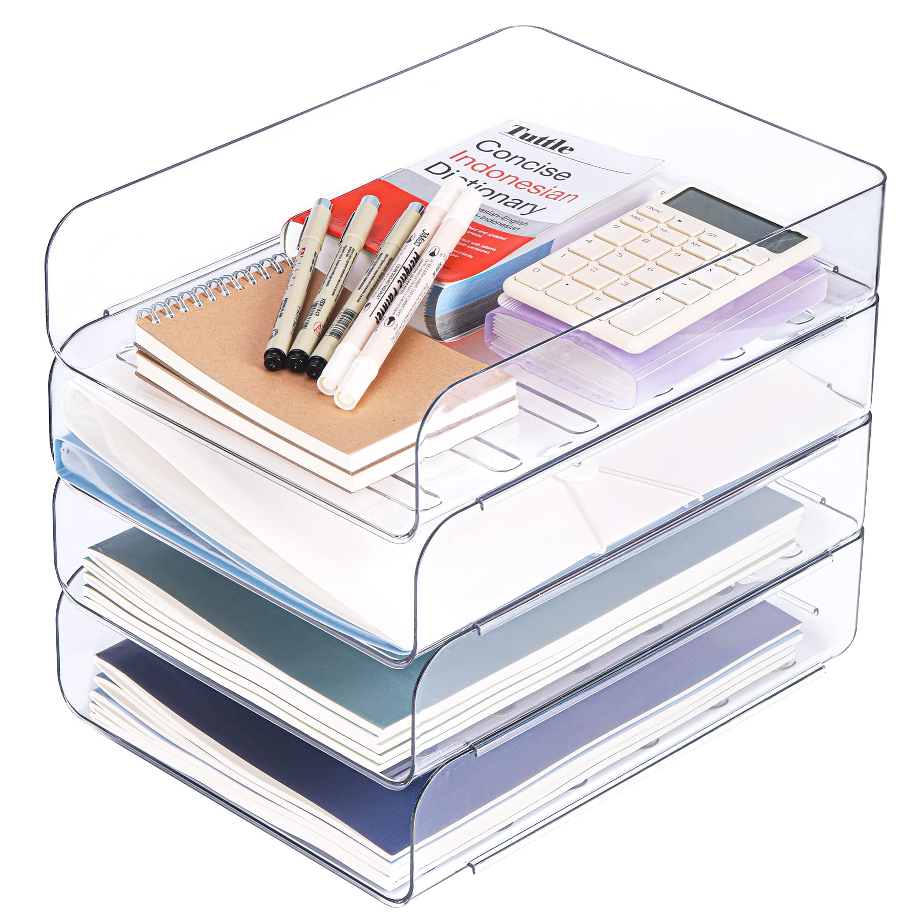 Conjunto De Organização De Escritório Ciwivoki Clear Pet Letter Tray X4