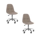 Kit 2 Cadeiras Office Eiffel Botonê Ajustável Base Giratória Bege