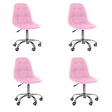 Kit 4 Cadeiras Office Eiffel Botonê Ajustável Base Giratória Rosa