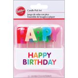 Conjunto De Palitos De Velas Wilton Happy Birthday Rainbow, 3 Unidades