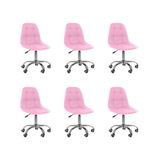 Kit 6 Cadeiras Office Eiffel Botonê Ajustável Base Giratória Rosa