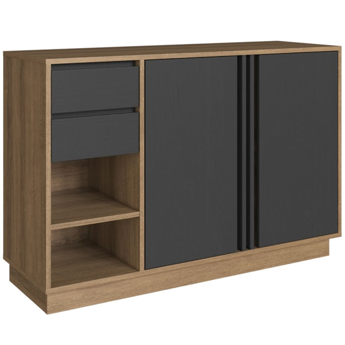 Balcao Office Para Escritorio 2p 2g 110 Cm Ab5200 Mel Grafite Faem