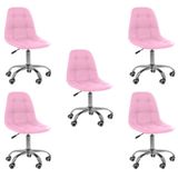 Kit 5 Cadeiras Office Eiffel Botonê Ajustável Base Giratória Rosa 5