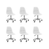 Kit 6 Cadeiras Office Eiffel Botonê Ajustável Base Giratória Branco
