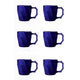 Jogo De Canecas Cerâmica Xícara Café Leite Kit 6 Unid Azul