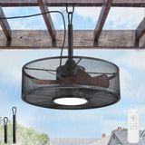 Ventilador De Teto Lediary Gazebo Com Luz De 6 Velocidades Ip65 Preto