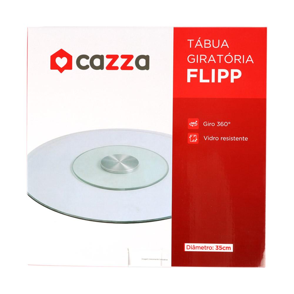 Tábua Redonda De Vidro Giratória 35cm Flipp Cazza