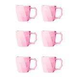 Jogo De Canecas Cerâmica Xícara Café Leite Kit 6 Unid Rosa