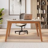 Escrivaninha Para Escritório Tampo Com Vidro Elegance Cinamomo / Off White