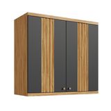 Armário Para Cozinha Aéreo 100% Mdf Noruega Espresso Móveis Amêndoa/cinza