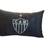 Almofada Veludo Rineira Bordada Atlético Mineiro 50x30cm Com Enchimento Preto/branco