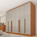 Guarda Roupa Casal 6 Portas 8 Gavetas Puxador Mdf 270cm Portugal Espresso Móveis Cinamomo / Off White