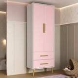 Guarda-roupa Infantil Encanto Espresso Móveis Branco/rosa