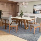 Conjunto Para Sala De Jantar Mesa Com 8 Cadeiras Cinara Canela/cinza