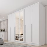 Guarda Roupa Casal 6 Portas 8 Gavetas Puxador Mdf 270cm Com Espelho Portugal Espresso Móveis Neve