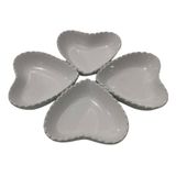 Mini Bowl Coração Molhos Petiscos Decoração Kit 4 Cerâmica
