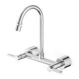 Misturador Para Cozinha De Parede Externo Com Bica Móvel E Arejador Articulado Lix Cromado