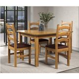 Conjunto Sala De Jantar Mesa 120cm Com 4 Cadeiras Estofadas Em Madeira Maciça Napoli Espresso Móveis Nogueira/angus Ambar