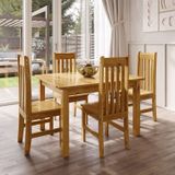 Conjunto Sala De Jantar Mesa Retangular 120cm Com 4 Cadeiras Em Madeira Maciça Essen Espresso Móveis Nogueira