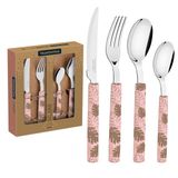 Faqueiro Tramontina Bliss com Lâminas em Aço Inox e Cabos de Polipropileno Rosa Pastel 16 Peças Tramontina