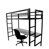 Beliche Solteiro Com Escrivaninha Aço Ferro Metal Robusto Tamanho 88x188 Cor Preto Mdf Branco Estilo Industrial Be-04