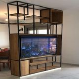 Estante 6 Prateleiras Aço Ferro Metal Robusta Cor Preto Mdf Claro Estilo Industrial Es-03