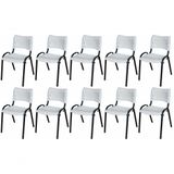 Cadeira Iso Base Preto Escola, Escritório Branco - Kit 10 Un
