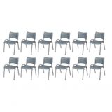 Cadeira Iso Base Cinza Escola, Escritório Cinza Kit 12 Un