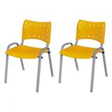 Cadeira Iso Base Cinza Escola, Escritório Amarelo - Kit 2 Un