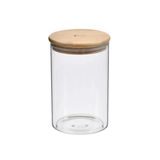 Pote Redondo Vidro Com Tampa De Bambu 1 Litro Kenya