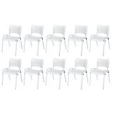 Cadeira Iso Base Branco Escola, Escritório Branco Kit 10 Un