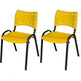 Cadeira Iso Base Preto Escola, Escritório Amarelo - Kit 2 Un