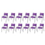 Cadeira Iso Base Cinza Escola, Escritório Violeta Kit 12 Un