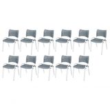 Cadeira Iso Base Branco Escola, Escritório Cinza Kit 11 Un