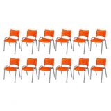 Cadeira Iso Base Cinza Escola, Escritório Laranja Kit 12 Un