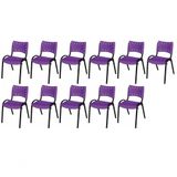 Cadeira Iso Base Preto Escola, Escritório Violeta Kit 11 Un