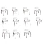 Kit 11 Cadeira Iso Infantil Creche, Escola Base Cinza Branco