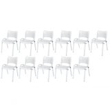 Cadeira Iso Base Branco Escola, Escritório Branco Kit 11 Un