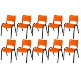 Cadeira Iso Base Preto Escola, Escritório Laranja Kit 10 Un